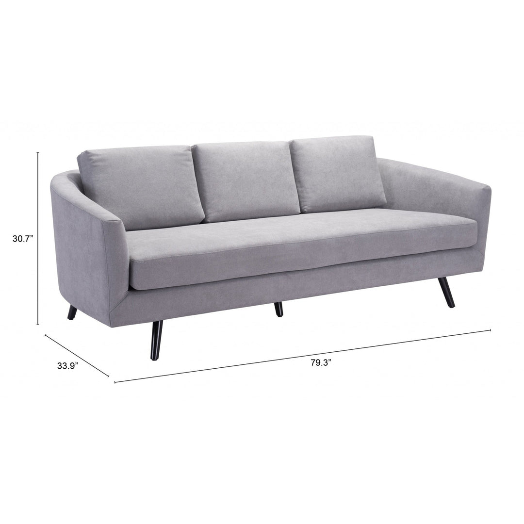 79" Gray Polyester Sofa With Black Legs Image 1