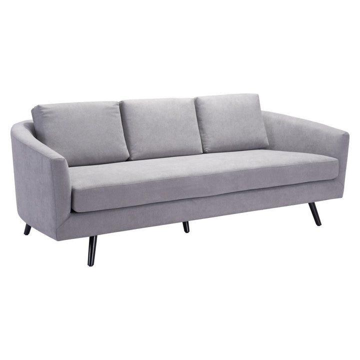 79" Gray Polyester Sofa With Black Legs Image 2