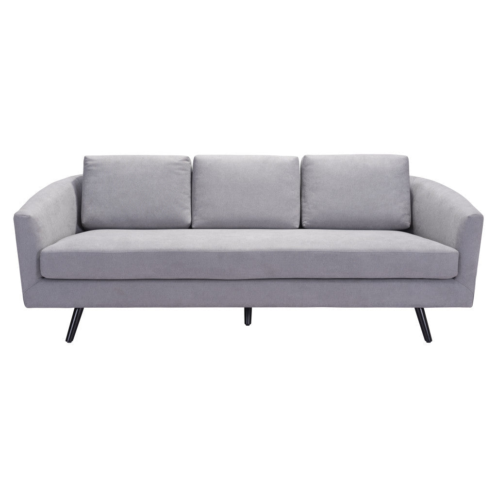 79" Gray Polyester Sofa With Black Legs Image 3