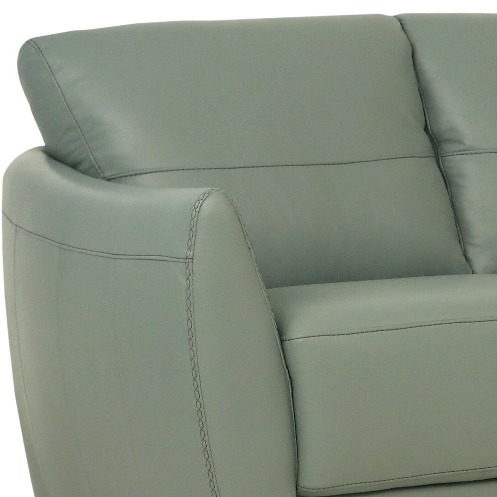 79" Tea Green Leather Sofa With Black Legs Image 3