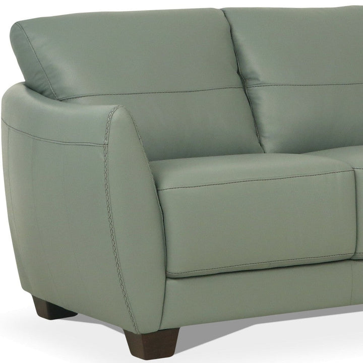 79" Tea Green Leather Sofa With Black Legs Image 4