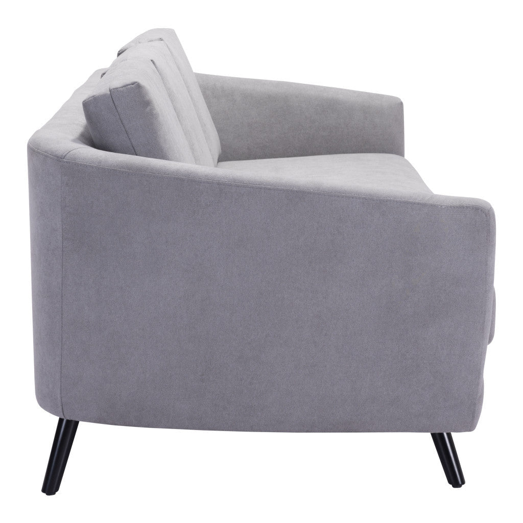 79" Gray Polyester Sofa With Black Legs Image 7