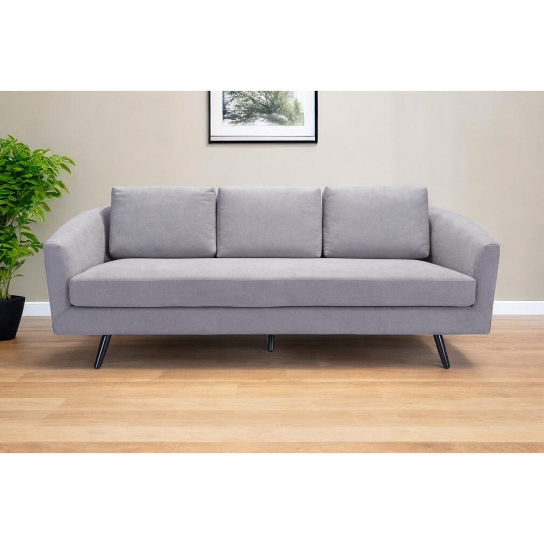 79" Gray Polyester Sofa With Black Legs Image 8