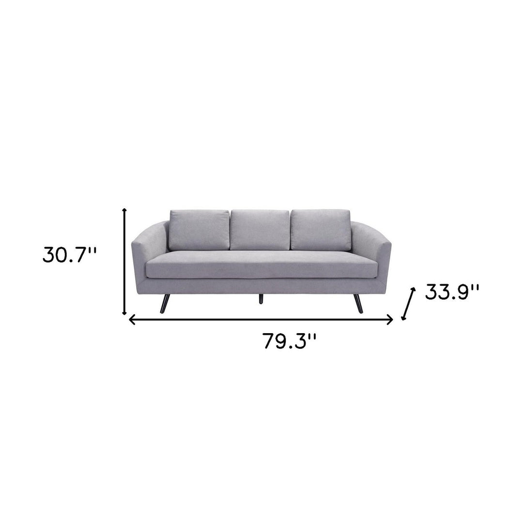 79" Gray Polyester Sofa With Black Legs Image 9