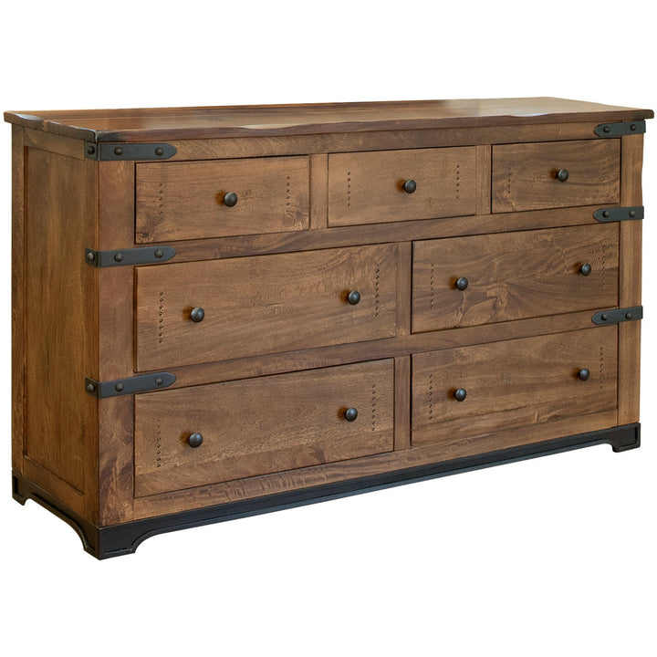 70" Natural Solid Wood Seven Drawer Triple Dresser Image 2