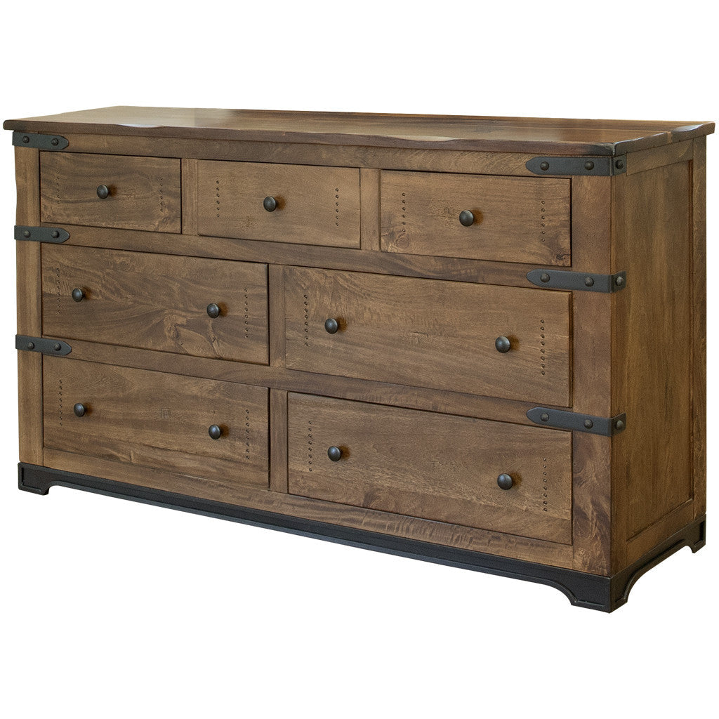 70" Natural Solid Wood Seven Drawer Triple Dresser Image 4