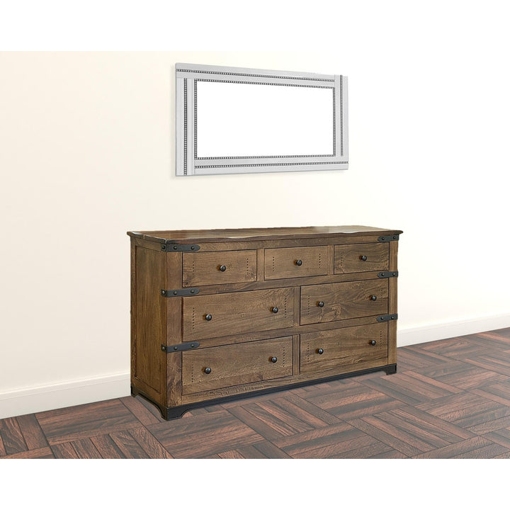 70" Natural Solid Wood Seven Drawer Triple Dresser Image 5