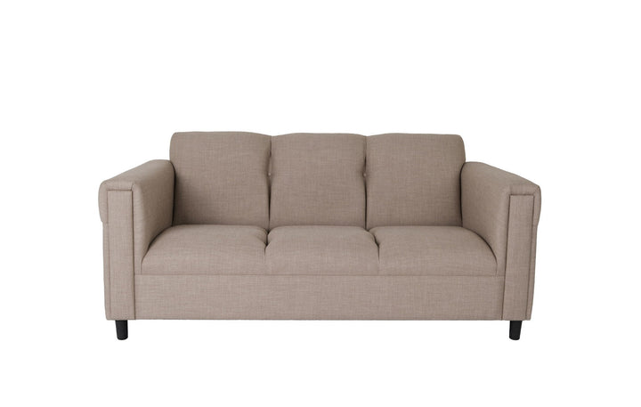 72" Beige Polyester Sofa With Black Legs Image 1