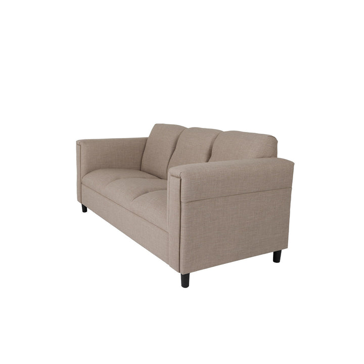 72" Beige Polyester Sofa With Black Legs Image 2