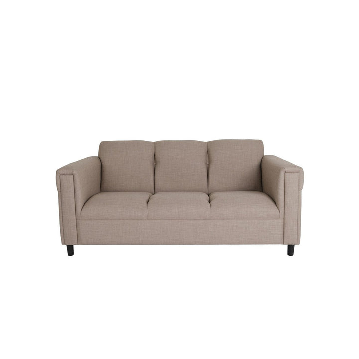 72" Beige Polyester Sofa With Black Legs Image 3