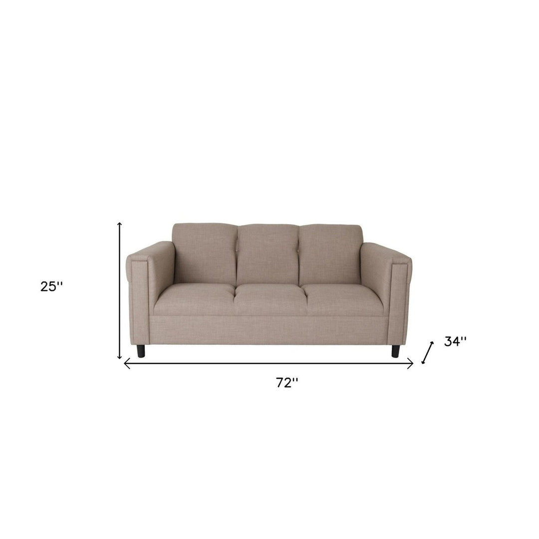 72" Beige Polyester Sofa With Black Legs Image 4