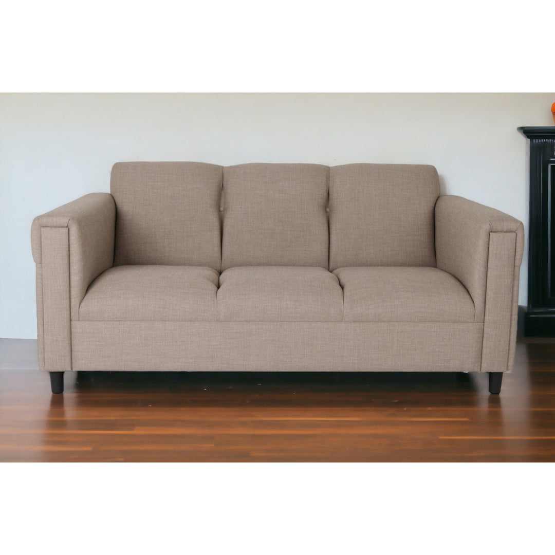 72" Beige Polyester Sofa With Black Legs Image 5