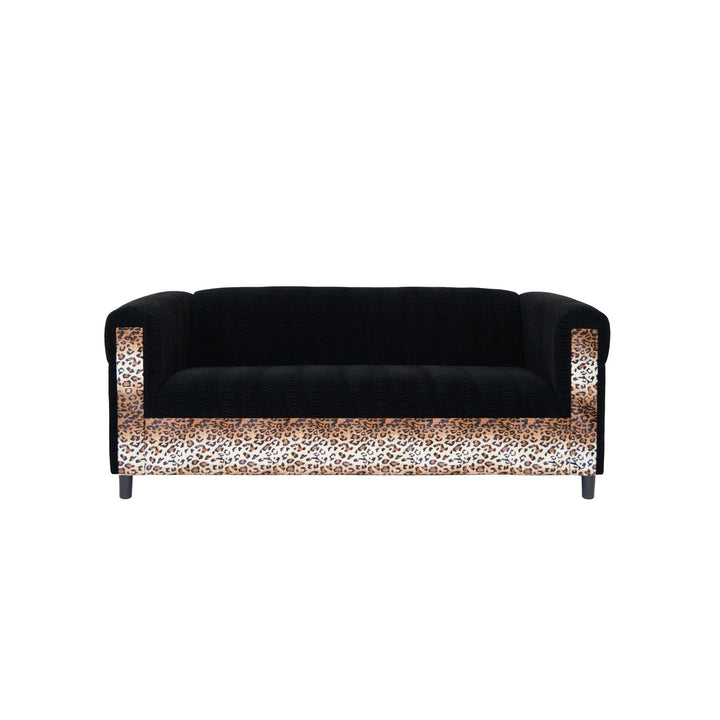 72" Black Velvet Sofa Image 1