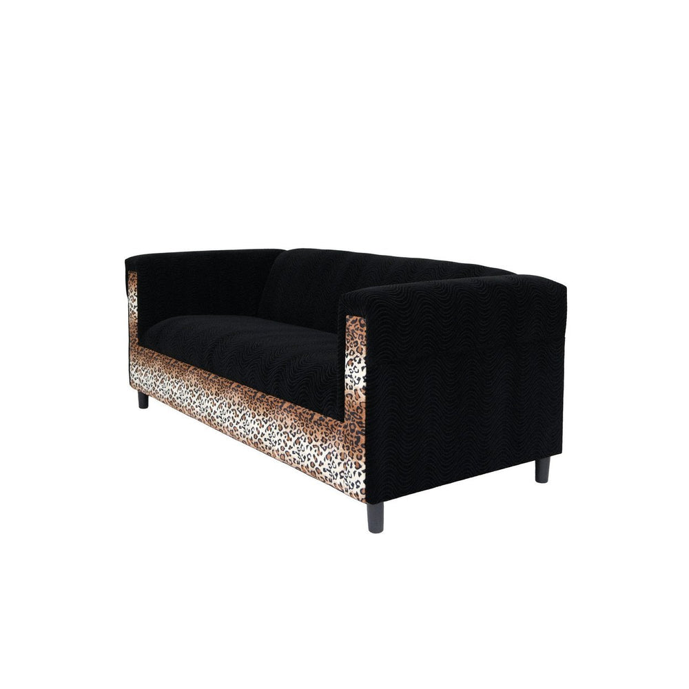 72" Black Velvet Sofa Image 2