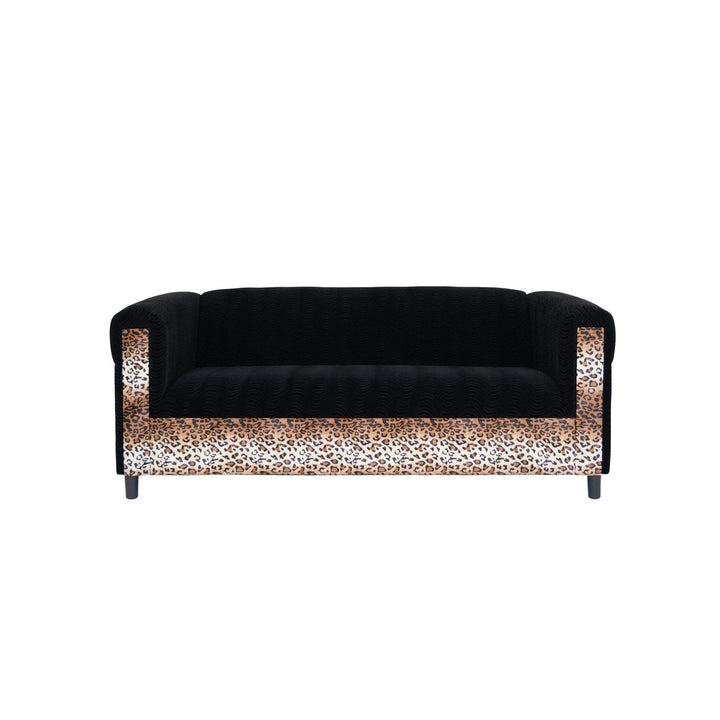 72" Black Velvet Sofa Image 3