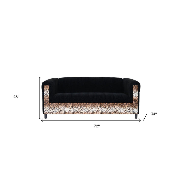 72" Black Velvet Sofa Image 4