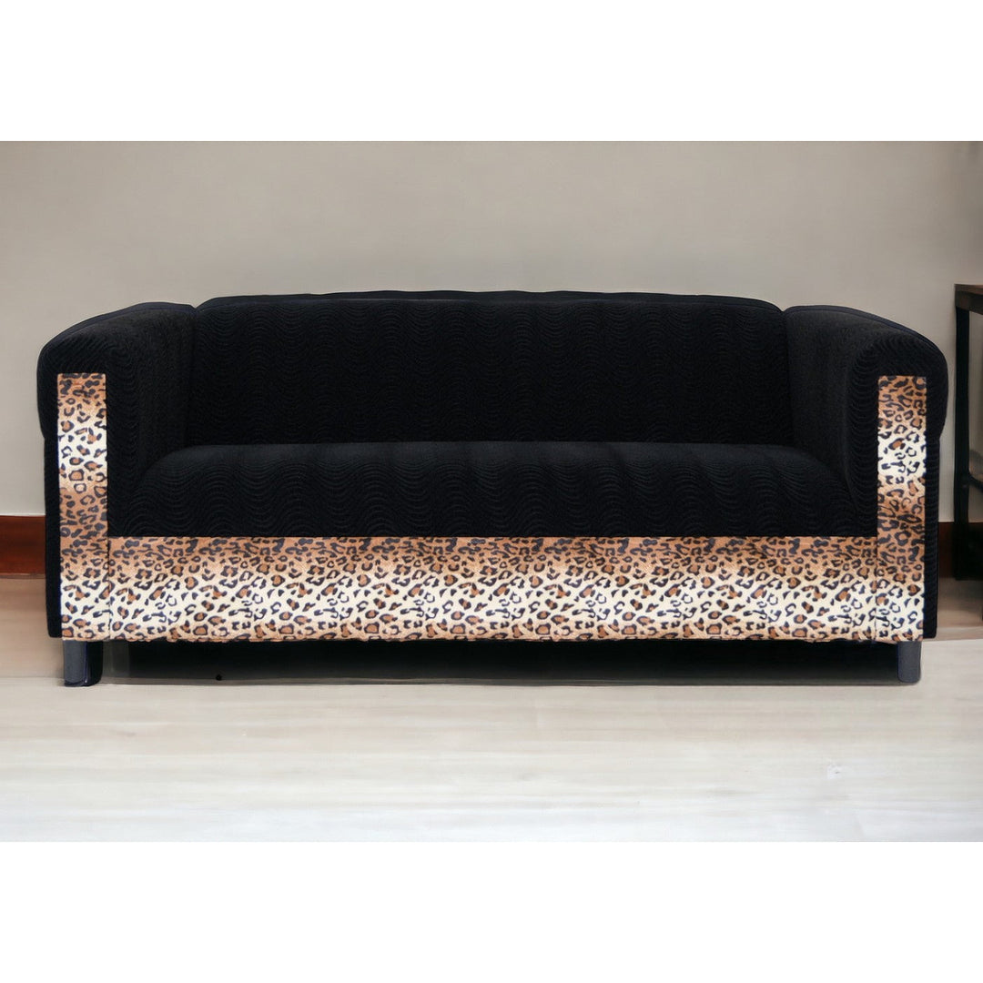 72" Black Velvet Sofa Image 5