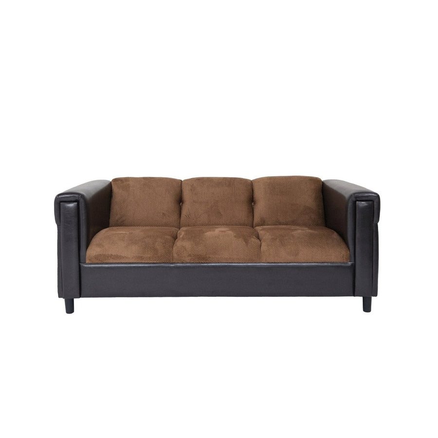 72" Brown Chenille Sofa With Black Legs Image 1