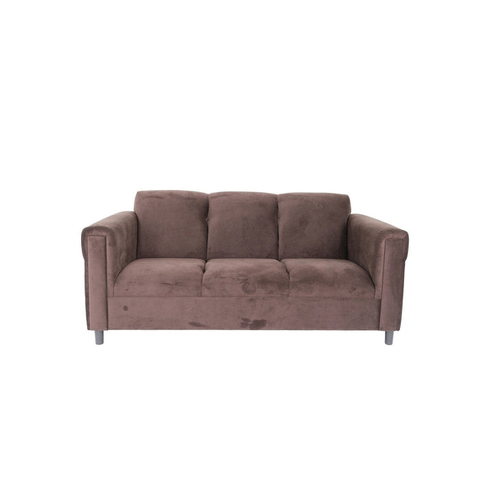 72" Dark Brown Suede Sofa With Black Legs Image 1