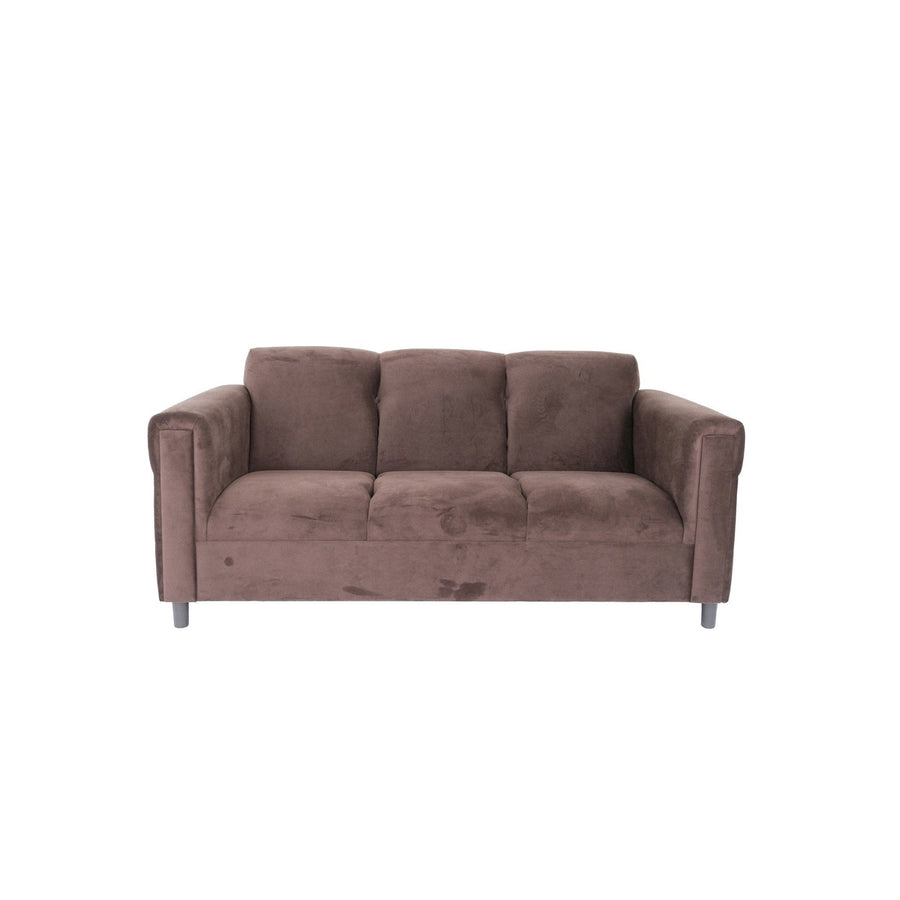 72" Dark Brown Suede Sofa With Black Legs Image 1