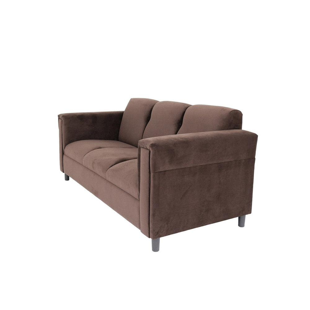 72" Dark Brown Suede Sofa With Black Legs Image 2