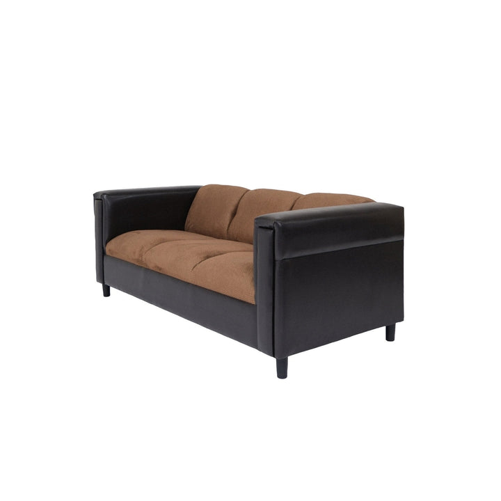 72" Brown Chenille Sofa With Black Legs Image 2