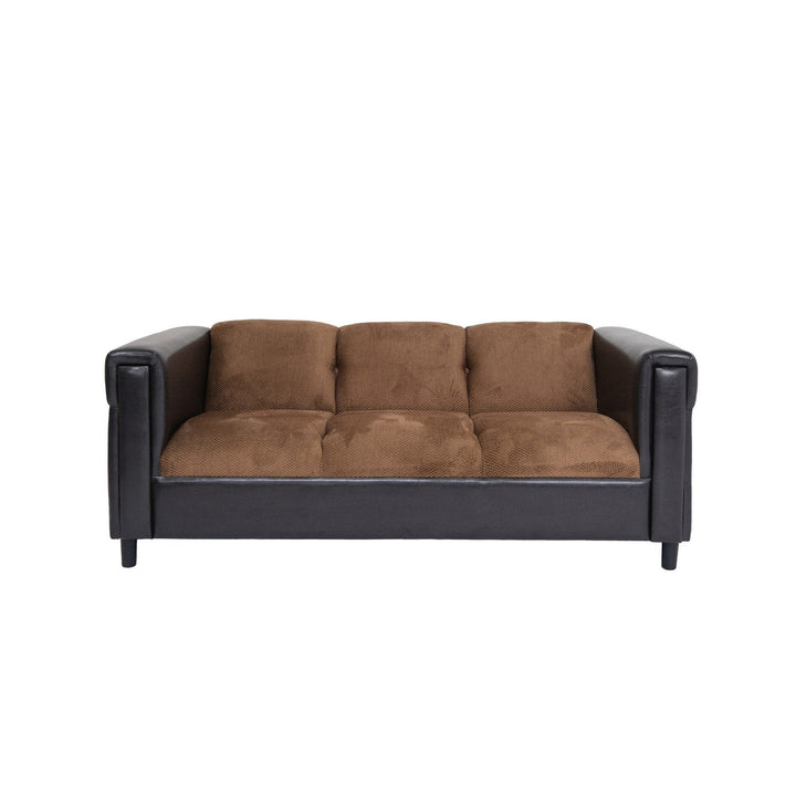 72" Brown Chenille Sofa With Black Legs Image 3