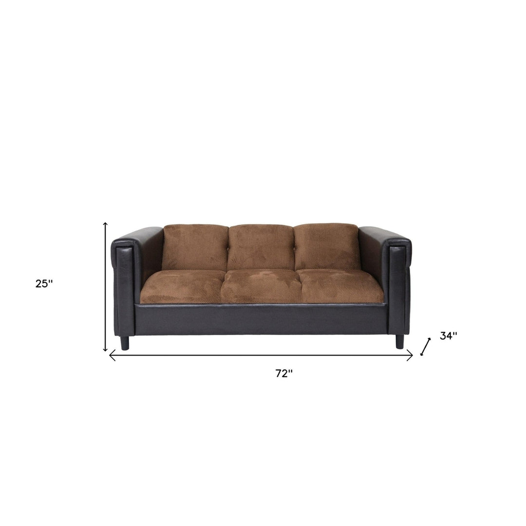 72" Brown Chenille Sofa With Black Legs Image 4