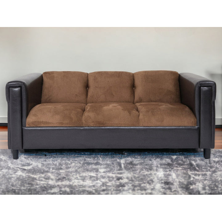 72" Brown Chenille Sofa With Black Legs Image 5