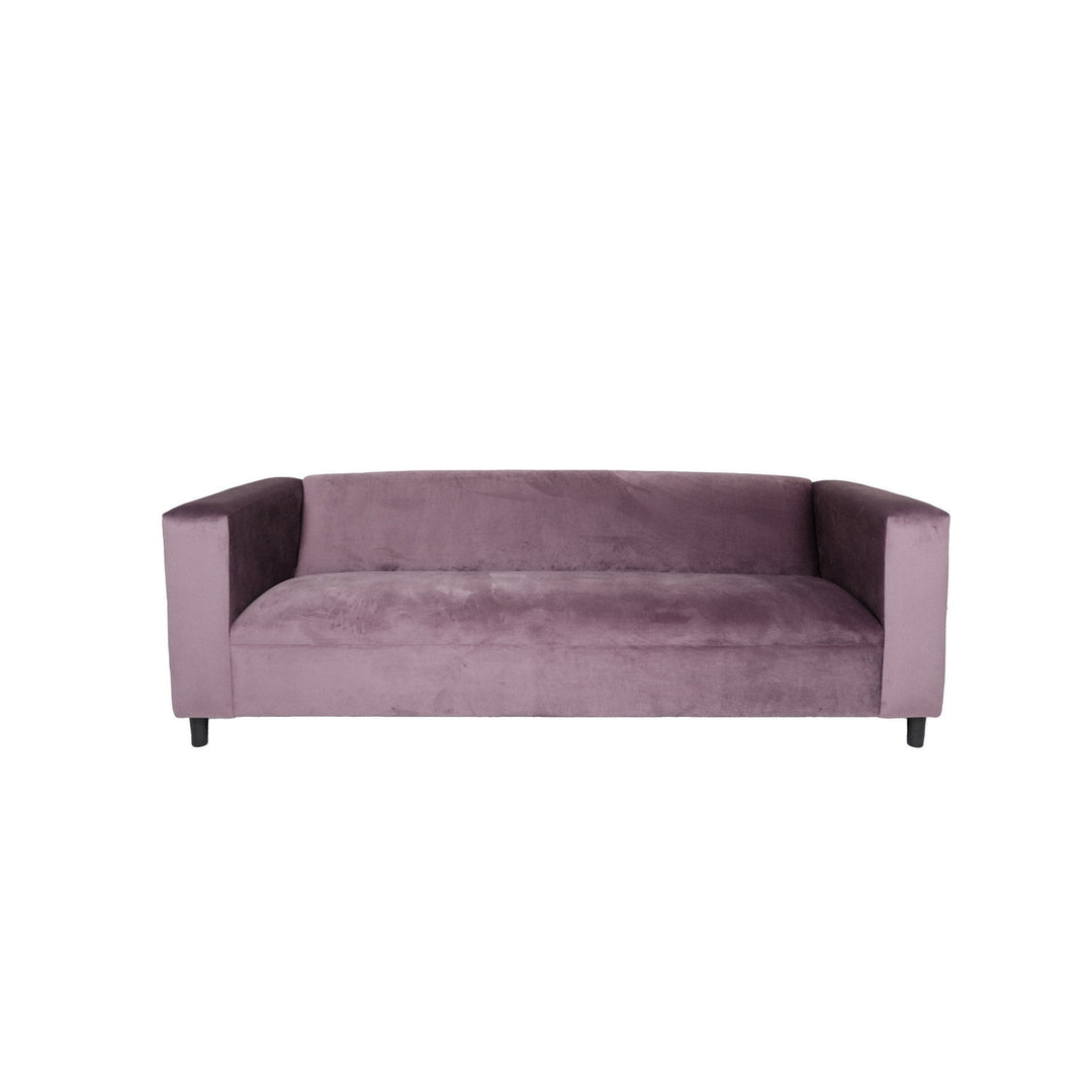 72" Lavender Velvet Sofa With Black Legs Image 1