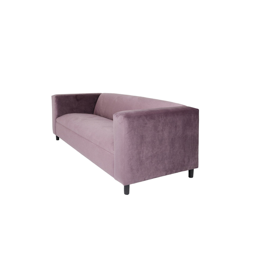 72" Lavender Velvet Sofa With Black Legs Image 2