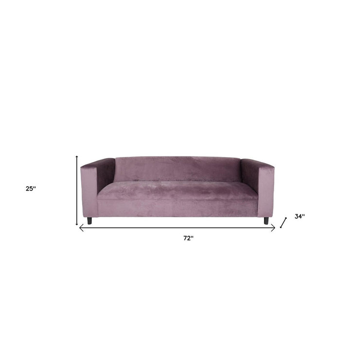 72" Lavender Velvet Sofa With Black Legs Image 4