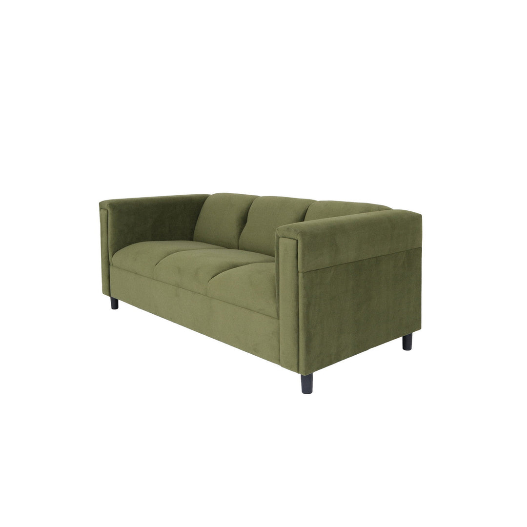 72" Moss Green Suede Sofa With Black Legs Image 2