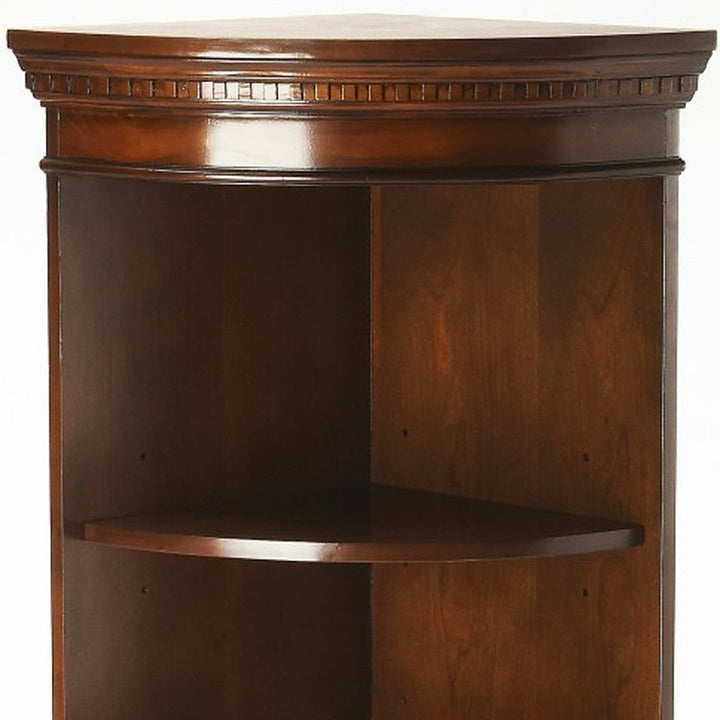 73" Brown Corner Accent Cabinet With Adjustable Shelves Image 3