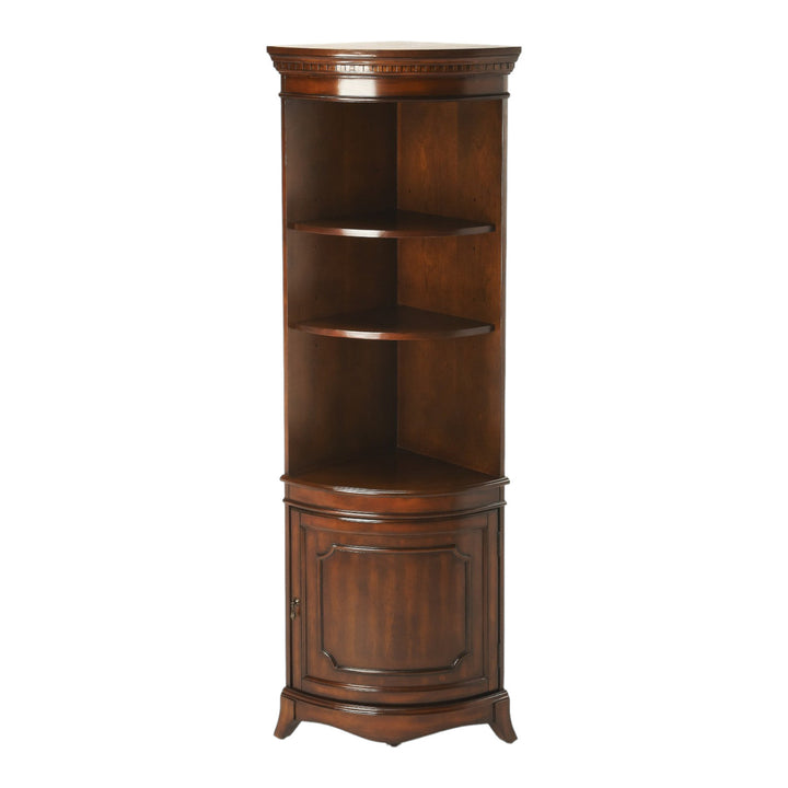 73" Brown Corner Accent Cabinet With Adjustable Shelves Image 4