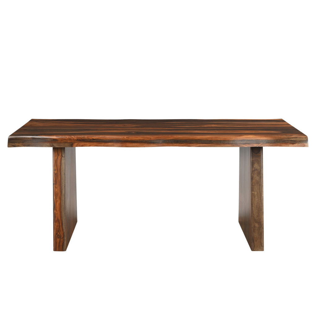 74" Dark Brown Solid Wood Dining Image 2