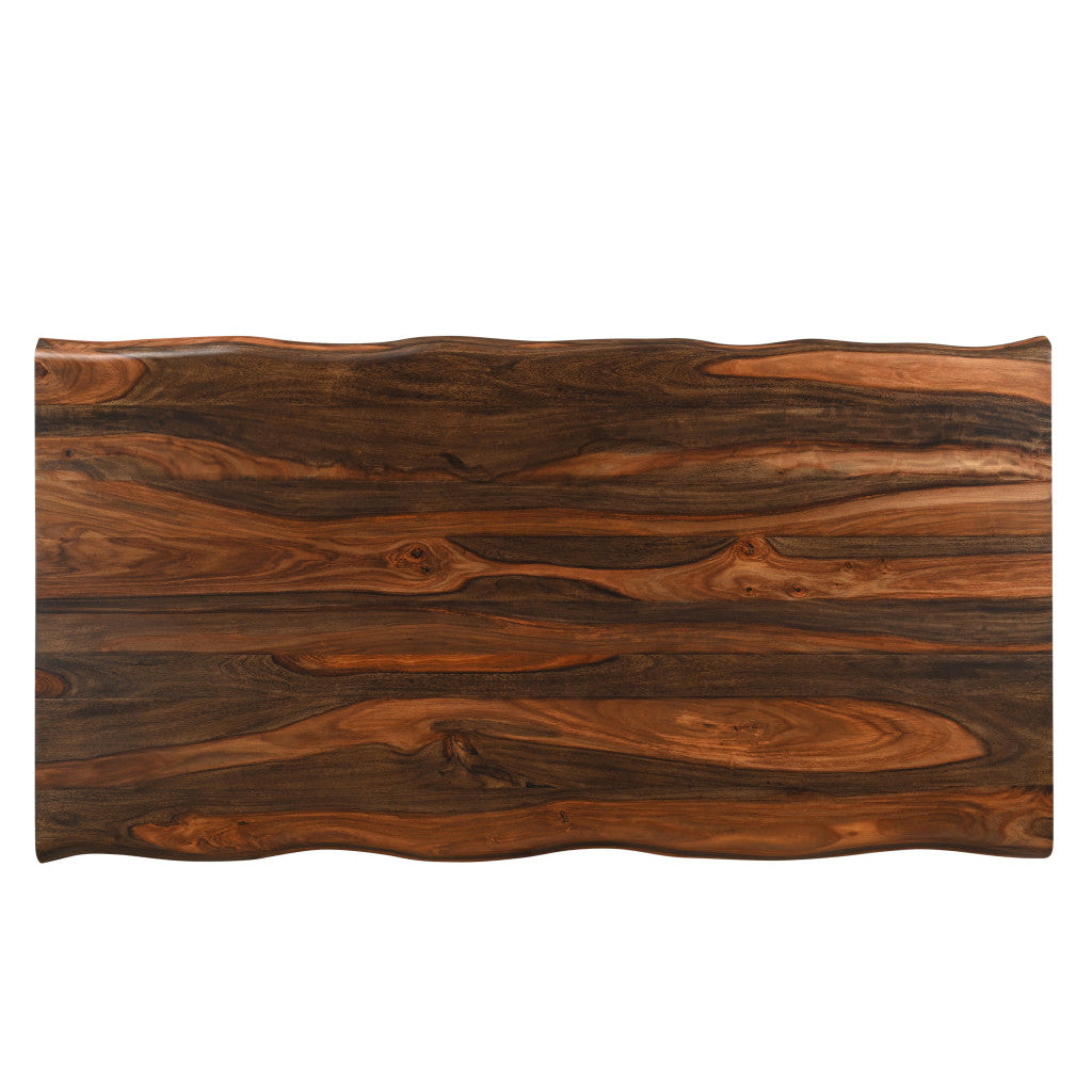 74" Dark Brown Solid Wood Dining Image 4