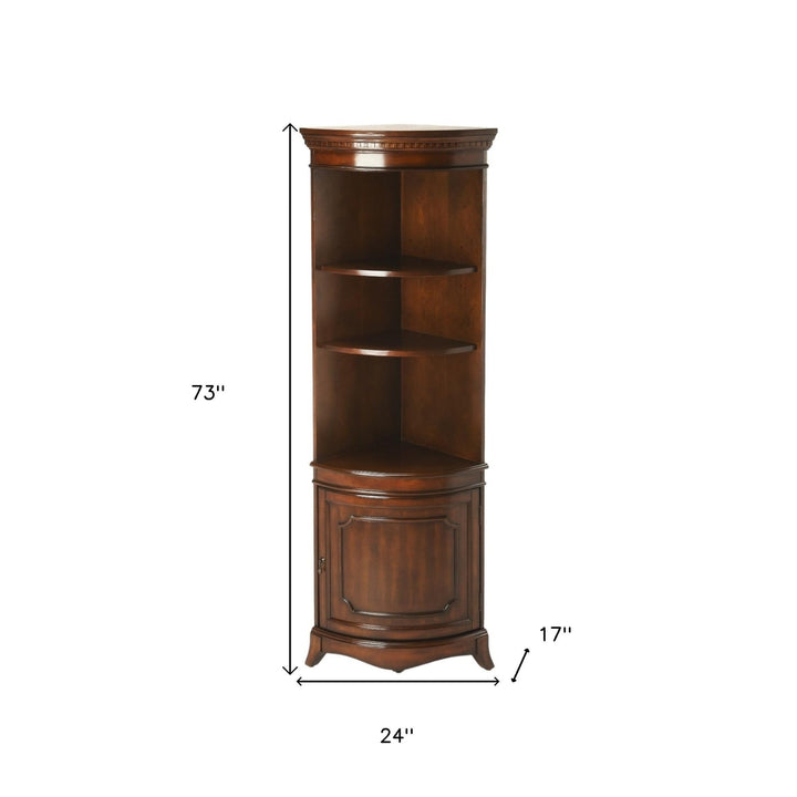 73" Brown Corner Accent Cabinet With Adjustable Shelves Image 6