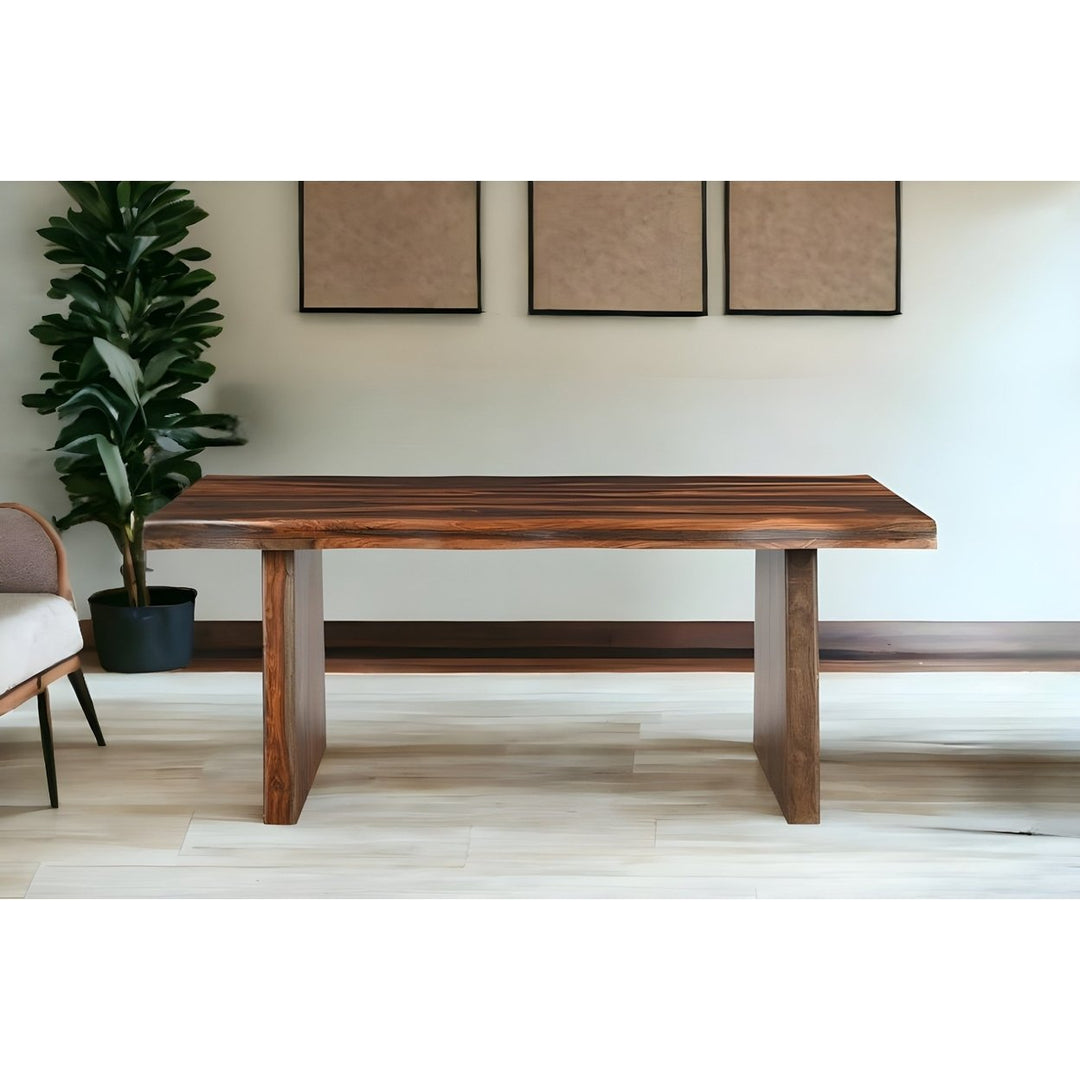 74" Dark Brown Solid Wood Dining Image 6