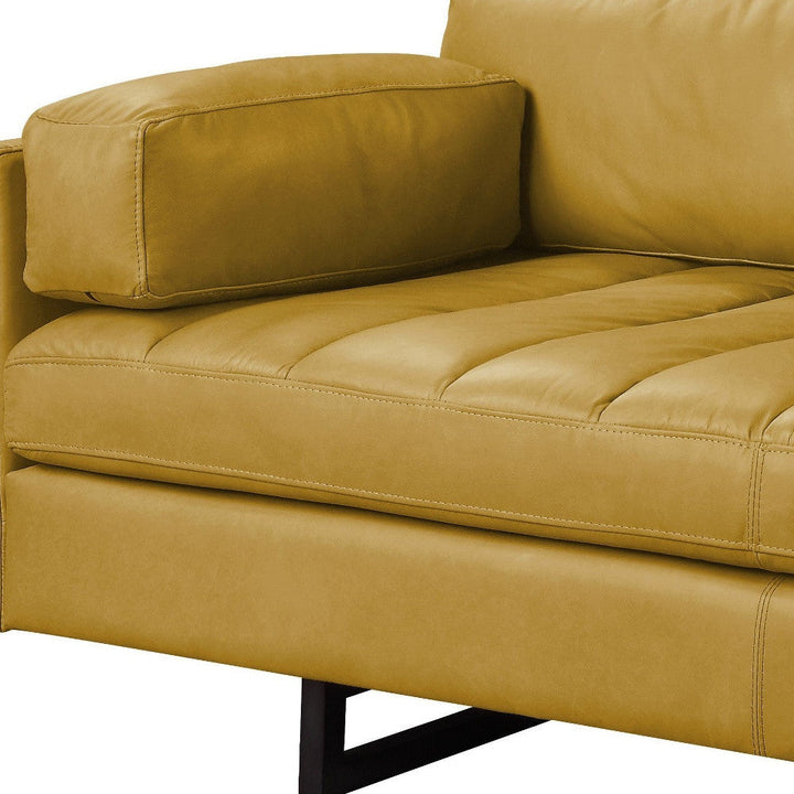 74" Mustard Top Grain Leather Sofa With Black Legs Image 2