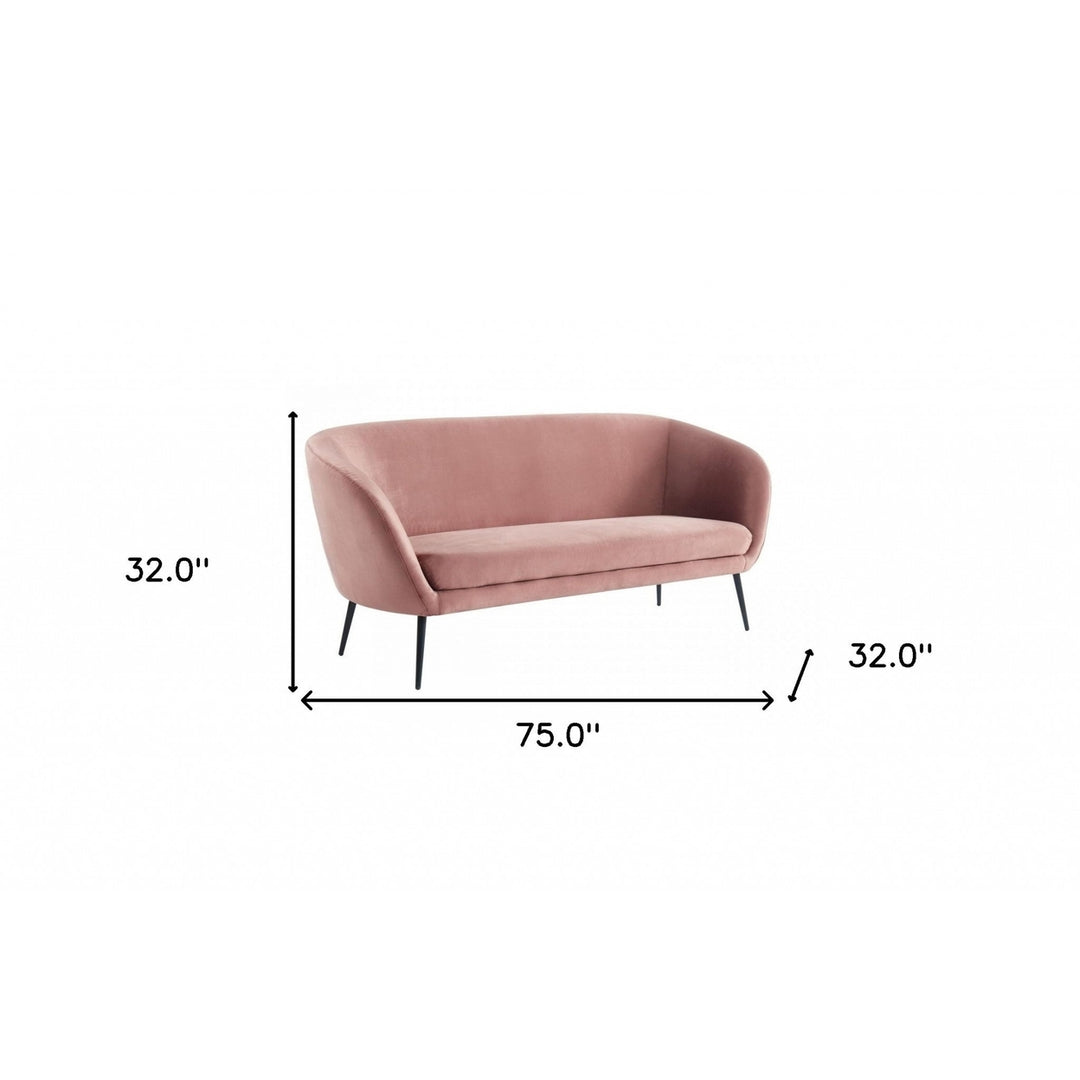 75" Coral Sofa With Black Legs Image 7