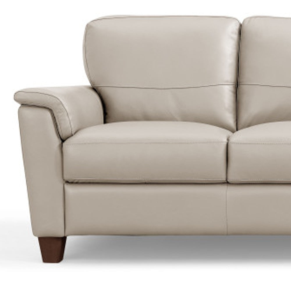 85" Beige Leather Sofa With Black Legs Image 4