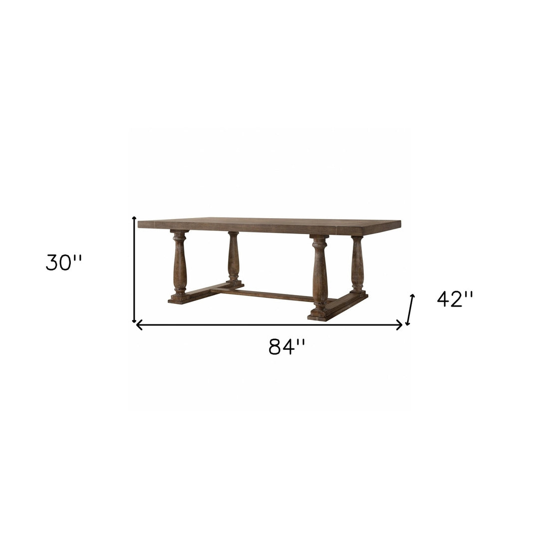 88" Light Gray And Gray Solid Wood Trestle Base Dining Image 9