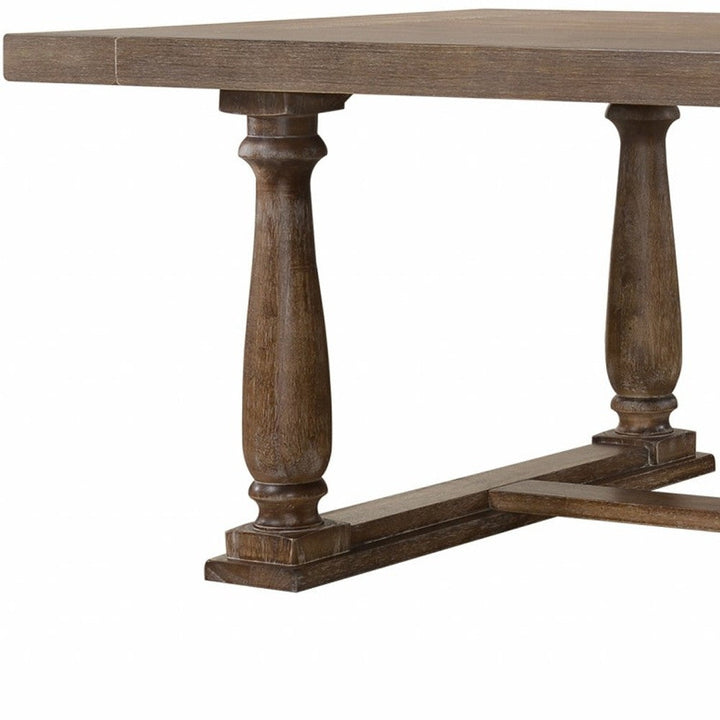 88" Light Gray And Gray Solid Wood Trestle Base Dining Image 11