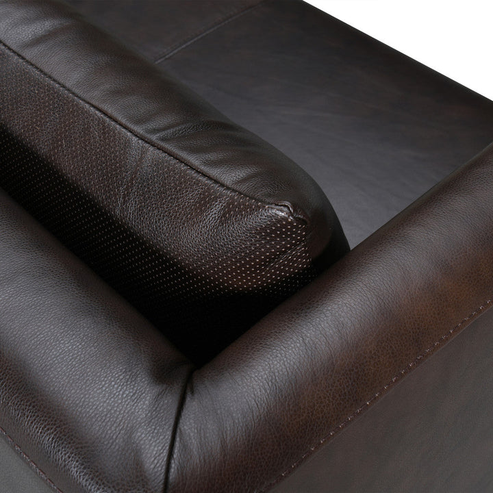 85" Dark Brown Leather Sofa With Brown Legs Image 6