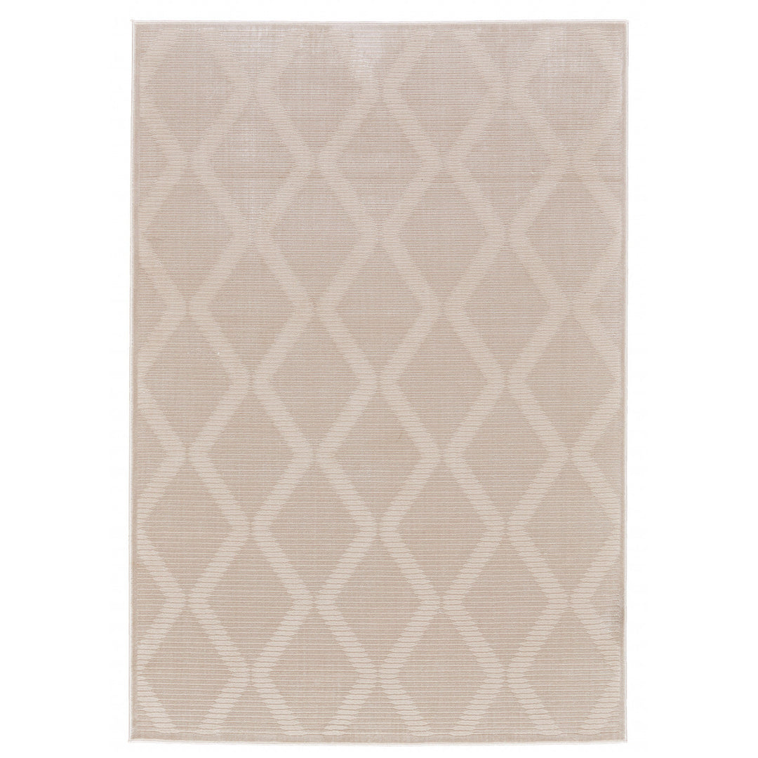 10 X 13 Ivory And Tan Geometric Stain Resistant Area Rug Image 8