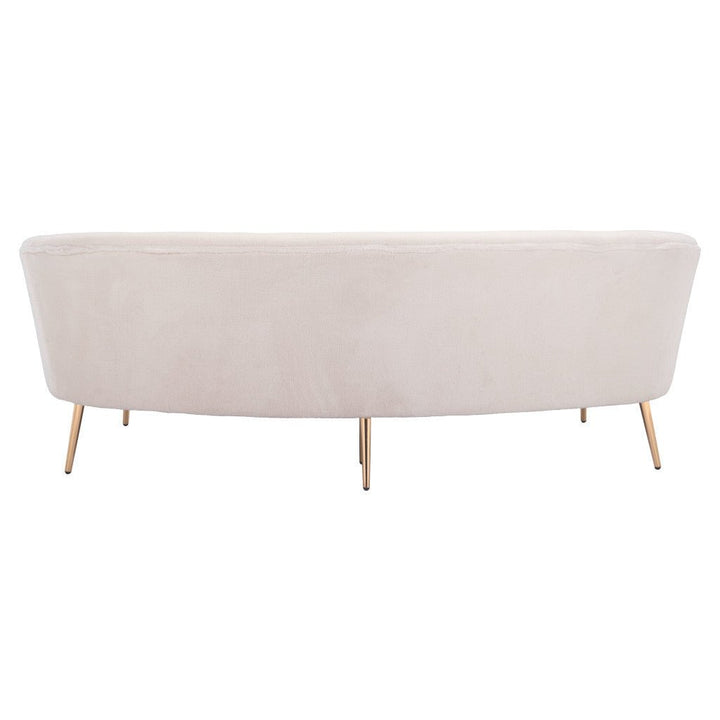 86" White Polyester Sofa With Gold Legs Image 4