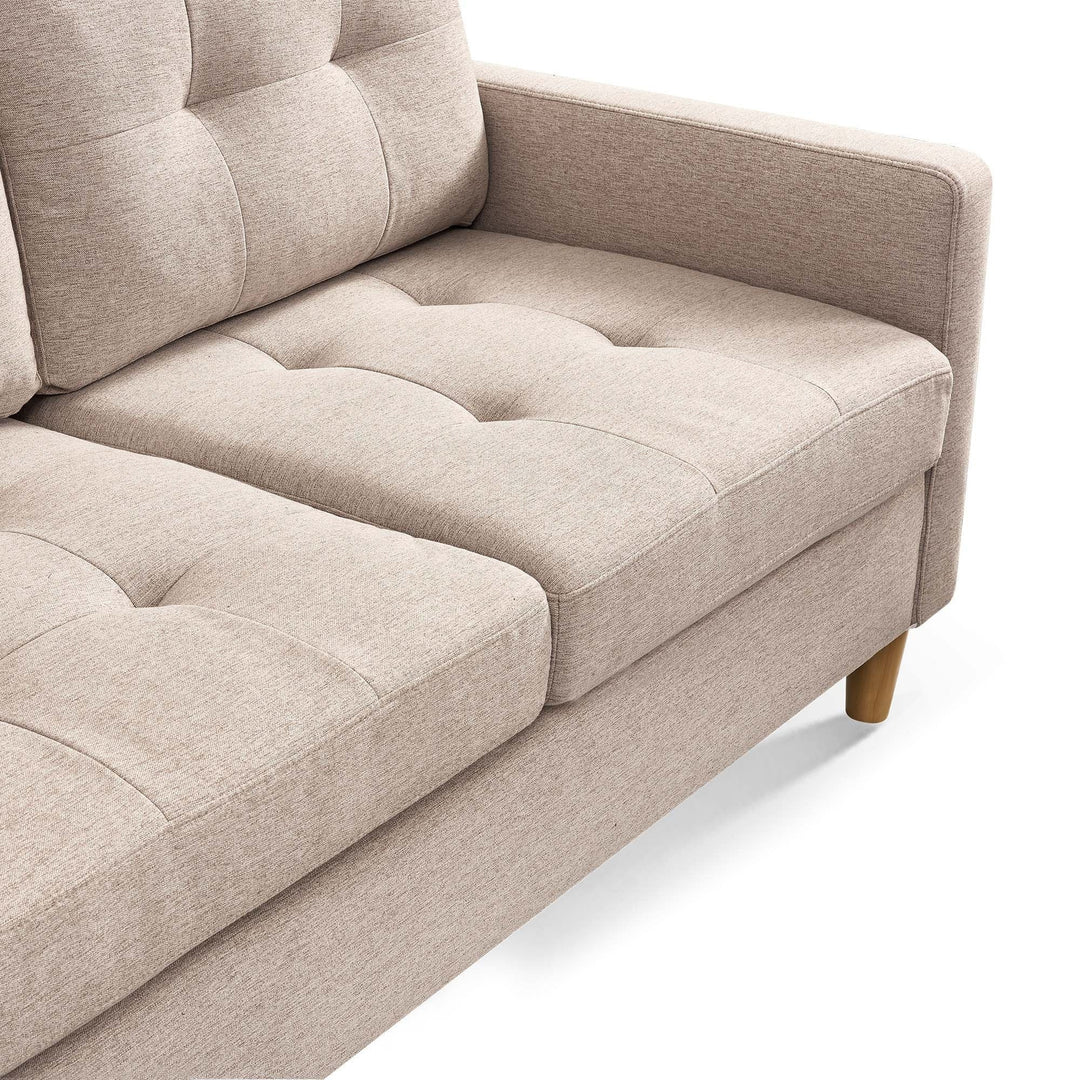 87" Beige Polyester Blend Sofa With Ottoman With Natural Legs Image 2