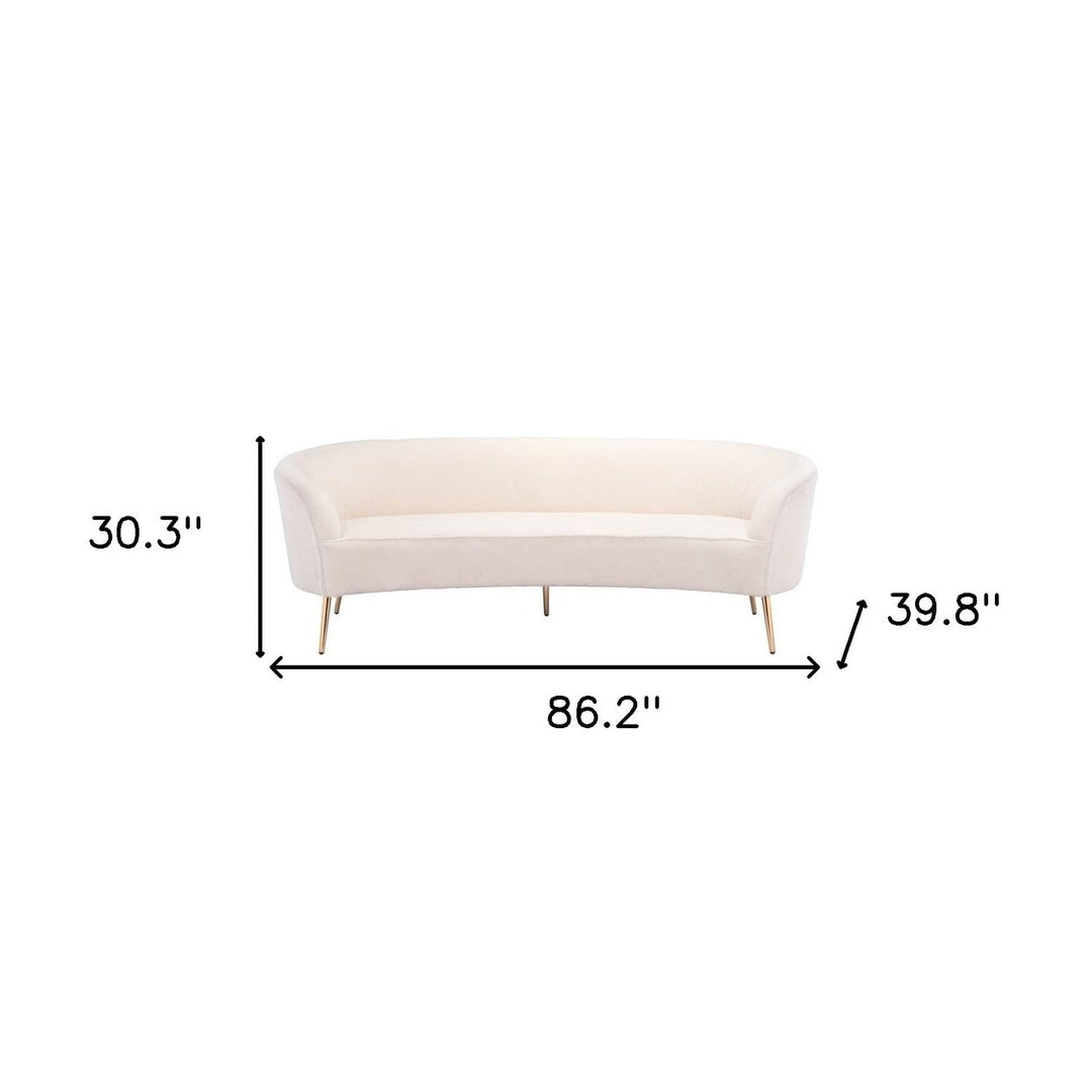 86" White Polyester Sofa With Gold Legs Image 10