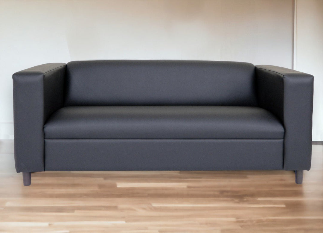 80" Black Polyester Sofa Image 1